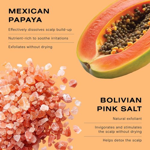 Ceremonia Papaya Scalp Scrub - Exfoliating Shampoo Treatment with Papaya Enzymes & Pink Salt | 1.69 Fl. Oz.