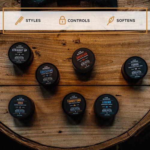 Live Bearded Beard Butter, 3 fl oz - Made in the USA - All-Natural Leave-in Conditioner and Softener with Shea | Executive Scent - Cedar, Vanilla