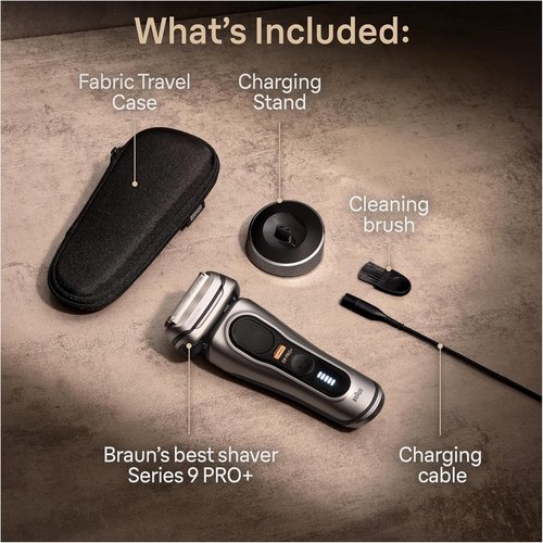 Braun Series 9 PRO+ Electric Razor - 5 Pro Shave Elements & Precision Trimmer | Wet & Dry, 60min Runtime