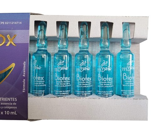 Mystic Biotex Ampoule Anti-Frizz Treatment - Restores & Repairs Damaged Hair | 7-Pack with Hyaluronic & Amino Acids