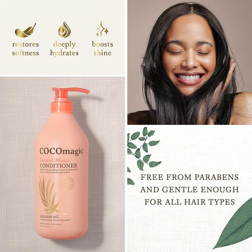 Cocomagic Coconut Mango Nourishing Conditioner - Deeply Hydrates & Restores Shine | Paraben Free, 32 Fl Oz
