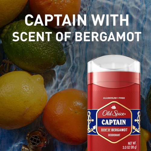 Old Spice Aluminum Free Deodorant for Men, 24/7 Odor Protection, 24/7 Freshness & Lasting Scent, Captain with Bergamot Scent, 3.0 oz (Pack of 2)