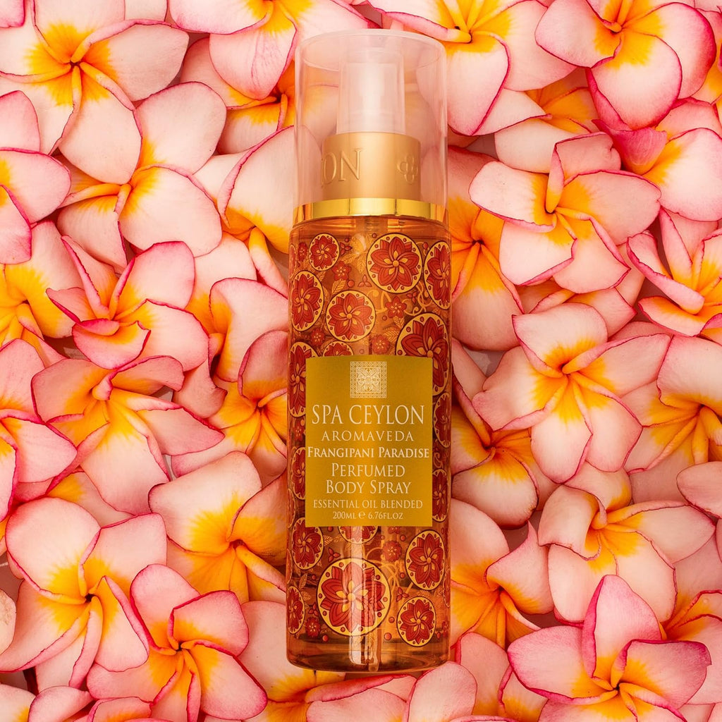 SPA CEYLON Frangipani Paradise Body Spray - Tropical Floral Fragrance Mist with Jasmine | Inviting Women's Perfume