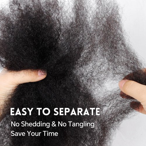 Afro Kinkys Bulk Human Hair -100% Real Human Hair for Mini Twist, Braiding, Loc Extensions & Crochet, Kinky Curly Hair Bundles, Natural Afro Bulk for Dreadlocks(1B, 16 Inch(Pack of 1))