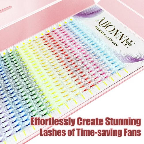 ABONNIE Colored Lash Extensions, 400 pcs Mix Color Premade Fans Eyelash Extension,6D 12mm C Curl lash Extension, Premade Lash Fans Cashmere Lash Extension(6D 0.07-C 12mm)