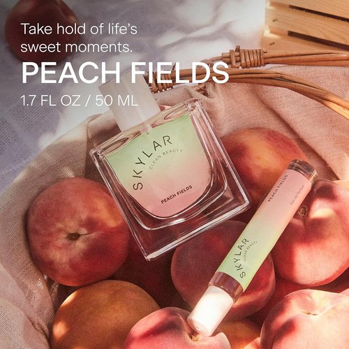 Skylar Peach Fields Eau de Parfum - Hypoallergenic, Vegan Perfume for Sensitive Skin | Sweet Mandarin & Peach Notes - 10mL / 0.33 Fl oz