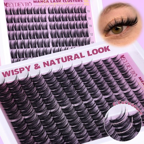 EYDEVRO Natural Lash Clusters Kit Wispy Manga Eyelash Clusters Kit Spiky Fairy Cluster Eyelash Extensions Pestañas Postizas Naturales 10-16mm DIY Individual Lashes Kit Lash Bond Seal Tweezers Brushes