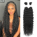 Human Braiding Hair for Boho Braids 100g 18 Inch Water Wave Bulk Human Hair for Braiding Knotless 100% Unprocessed 12A Brazilian Virgin Hair Extensions 2 Bundles/Pack Natural Color