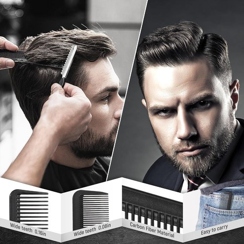 Skiennix 3PCS Hair Comb Set - Fine & Wide Tooth Combs with Roller Brush for Volume & Styling