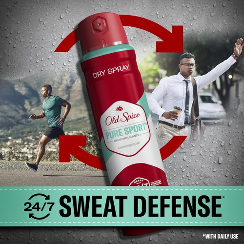 Old Spice Dry Spray Antiperspirant Deodorant for Men, High Endurance, 24/7 Sweat Defense & Odor Protection, 24/7 Freshness & Lasting Scent, Pure Sport Scent, 4.3 oz (Pack of 3)