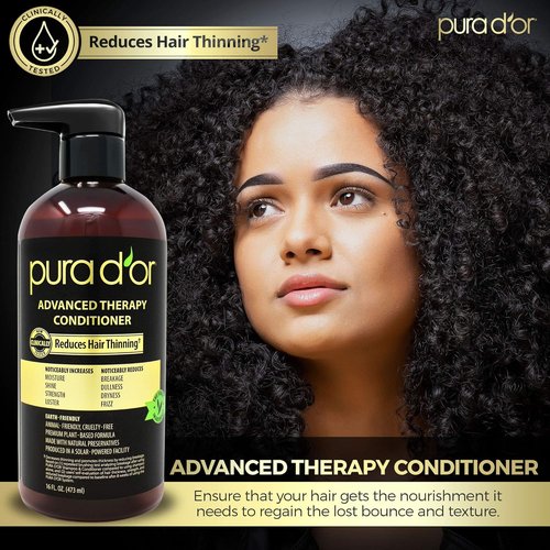 PURA D'OR Advanced Therapy Conditioner - Moisture & Strength for All Hair Types | 16oz, Sulfate-Free, Argan Oil & Biotin