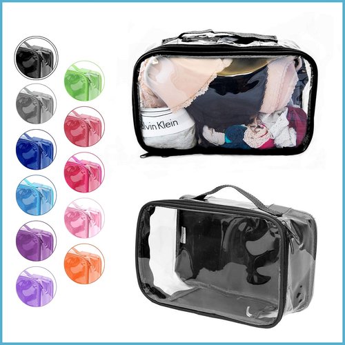 Clear Packing Cube by [Brand Name] - Transparent PVC Travel Organizer Pouch for Suitcase & Backpack (Black)