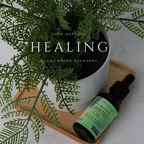 SSF Organics- Comfrey Oil for Healing, Relief and Recovery. Undiluted, Slow Solar Infused, Ayurvedic Therapy, Natural Alternative for Muscle, Skin and Joint Conditions (Comfrey Oil- 1oz.)