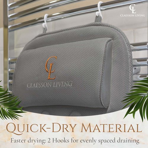 Luxury Bath Pillow for Tub - Thick and Comfortable Bathtub Pillow Support for Head and Neck and Back - Washable Quick-Drying Bath Pillows - Bath Cushion for Home Spa - Fits Any Bathtub - Cold Gray