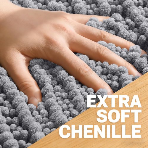 OLANLY Bathroom Rug Mat - Soft, Absorbent Chenille Bath Mat with Non-Slip Backing | 30x20 Inches, Grey