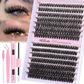 Newcally Lash Clusters Kit Wispy DIY Lash Extension Kit Volume Cluster Eyelashes Extension Natural Look D-curly Individual Lashes Kit 9-16MM Faux Mink Cluster Lashes(50D+60D, 0.07D)