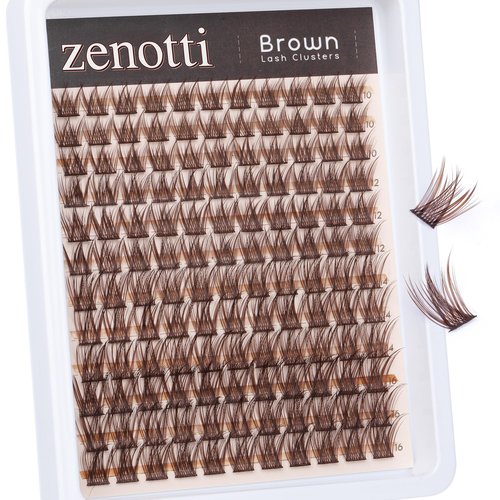 Brown Lash Clusters Natural Eyelash Extension Brown Lash Extension Eyelash Clusters 10-16MM Individual Eyelashes Clusters Wispy Lash Extension DIY Lashes Clusters by zenotti