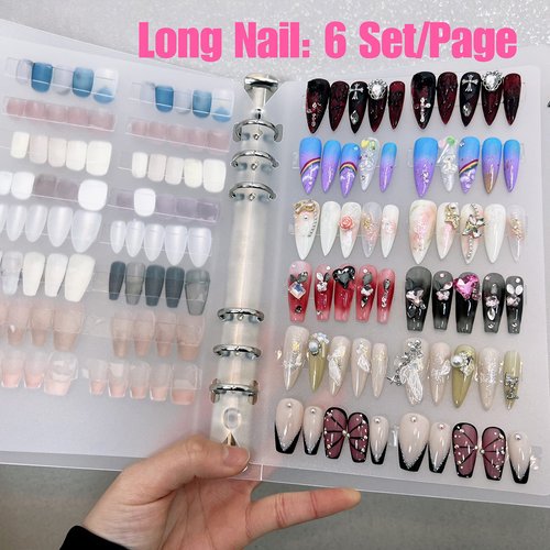 CloudTrip Press on Nail Storage and Display Binder Book - A5 Size, 6 Pages, 60 Double Sized Tape, False Nails Storage Book (A5 Binder)