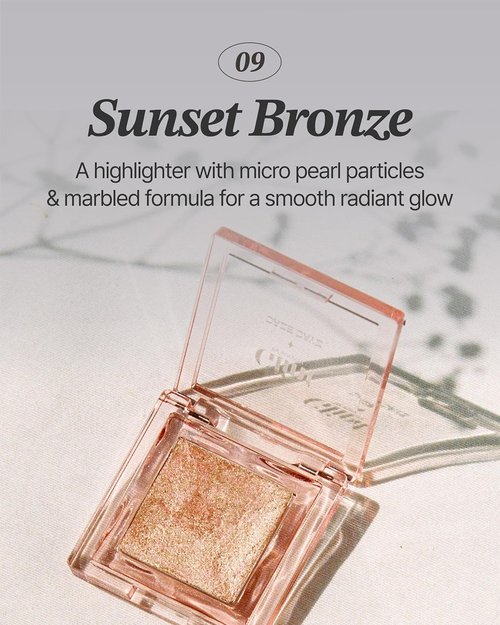 Glint Marble Highlighter - Sunset Bronze, 0.08oz | Korean Makeup for Smooth, Radiant Glow