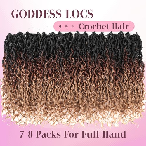 Aipin New Goddess Locs Crochet Hair 18 Inch Boho River Locs Hippile Wavy Crochet With Curly Hair In Middle And Ends Braids Hair Extensions (8 Packs,18 inch, OM3T3027)