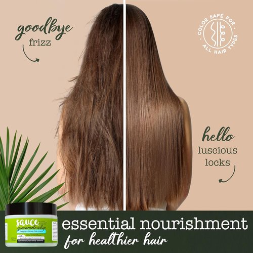 SAUCE BEAUTY Guacamole Whip Hair Mask - Deep Conditioning Treatment with Avocado, Honey & Argan Oil - 12 Fl Oz for Dry, Damaged & Frizzy Hair