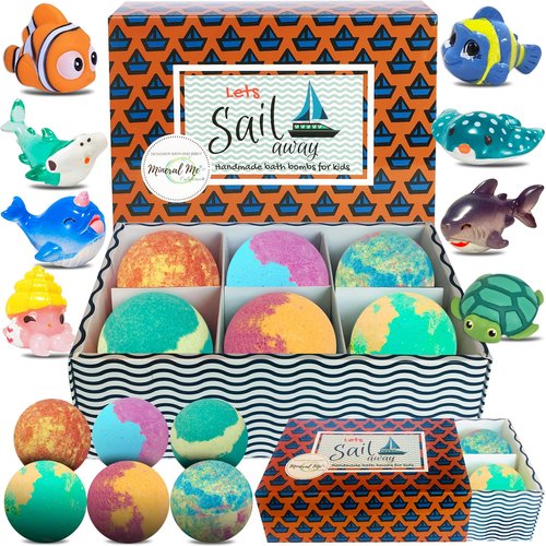 Bath Bombs for Kids with Surprise Inside - Organic, Gentle & Kid Friendly Bubble Bath Fizzies with Toys Inside. Spa Bath Fizz Balls Kit Fizzy Balls w/Rich Bubbles, Easter Gift for Boys, Girls, Kids