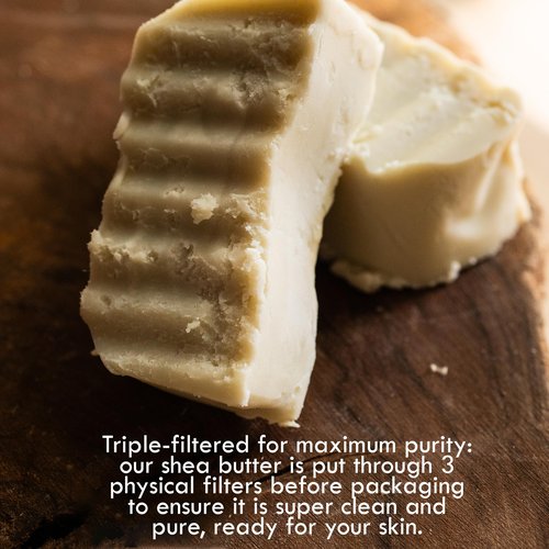 Raw Shea Butter - 100% Pure African Shea Butter for Hair and Body | with Natural Smoky Scent | Unrefined Moisturizer for Dry Skin, DIY Lip Balm, Body Butter and Soap 1lb Bar
