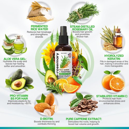 Fermented Rice Water Hair Growth Spray by NEW | Boost Thinning Hair with Rosemary, Biotin & Caffeine - All Hair Types
