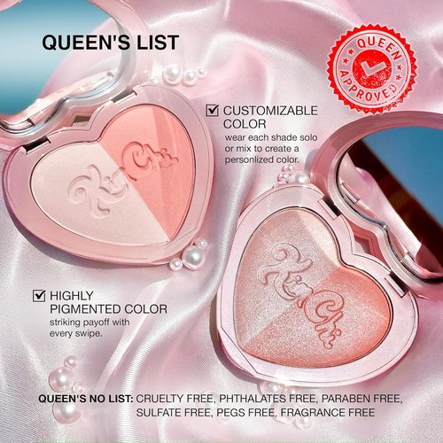 KimChiChic Beauty Blush Duo - Heart-Shaped Compact with Mirror | Buildable Silky Matte & Shimmer Finish, Pink