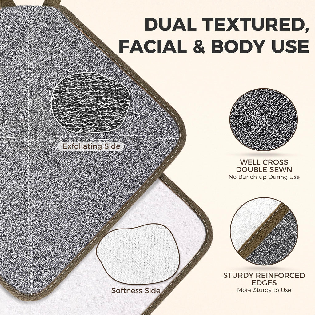 ZOMCHI 3 Pack Exfoliating Washcloth, Premium Facial and Body Wash Cloths with Softness and Scrubbing Two Sides, Bath Cloths for Women and Men (Smoke)