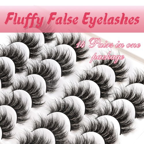 Fyonas Fluffy Lashes Wispy False Eyelashes Natural Look Volume & 3D Faux Mink Strip Lashes 15-18mm (815)