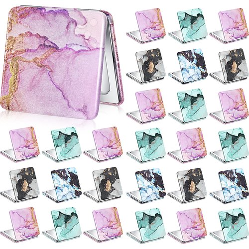 Cindeer 40 Pcs Compact Mirror Bulk Small Purse Portable Pocket Hand Double Sided Magnifying Makeup Mirror Square with 2X 1x Magnification for Girls Woman Mother Travel