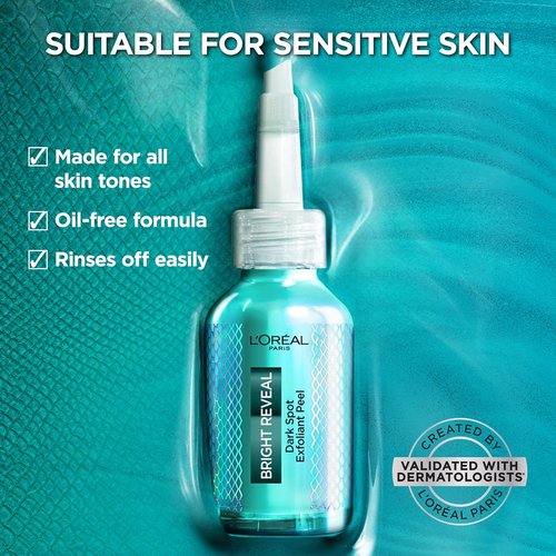 L'Oreal Paris Bright Reveal Exfoliant Peel - 25% AHA BHA PHA Face Exfoliator for Dark Spots & Renewed Skin Texture