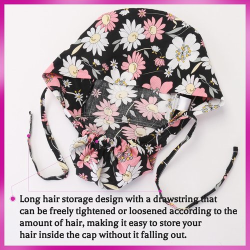GUOER Long Hair Working Caps for Women Scrub Caps Can Store Long Hair Caps One Size (LH12C)