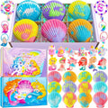 Shell Bath Bombs for Girls – 12 Pack Child-Safe Aromatherapy Bath Bombs with 20 Surprise Toys Inside, 6 Fruity Scents in 2 Gift Boxes (Mermaid & Unicorn Themes), Christmas Gift for Kids