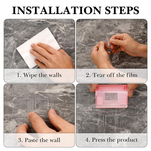 LUEXBOX 2 Pack Razor Holder with Cover for Shower Wall, Self Adhesive Razor Stand Shaver Organizer, Plastic Razor Hanger Hooks Compatible with Fusion 5 Proglide, Mach 3 Classic (Clear Pink)