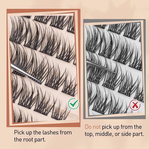 TOOCHUNAG Wispy Lash Clusters Natural Cluster Eyelash Extensions 3D Fairy Individual Lashes Clusters Eyelashes CD Curve Left&Right 7-15mm DIY Lash Extension at Home