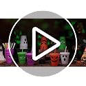 Reusable Halloween Plastic Cups with Lids & Straws - 16 oz Party Set