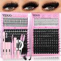 YIDUO Lash Clusters Kit 200D+300D+Spikes+Bottom Cluster Lashes Extensions Kit with Lash Bond and Seal |Tweezers |Removers |Eyebrow Brush (200D+300D-10-18MIX Thick Kit)