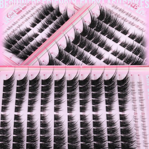 JIMIRE Wispy Lash Clusters Fairy Eyelash Clusters with Spikes 8-20MM LC Curl Cat Eye Cluster Eyelash Extensions with Bottom Lashes Clusters DIY Fox Eye Individual Lashes at Home 116Pcs Pack