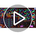 Glow Halloween Backdrop Curtains Neon Streamers Bat Pattern 3.3x6.6 FT - 2 Pack