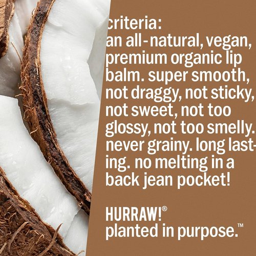 Hurraw! Lip Balm - Coconut, Mint & Vanilla - Organic, Vegan & Cruelty-Free | 3 Pack Bundle, Made in USA