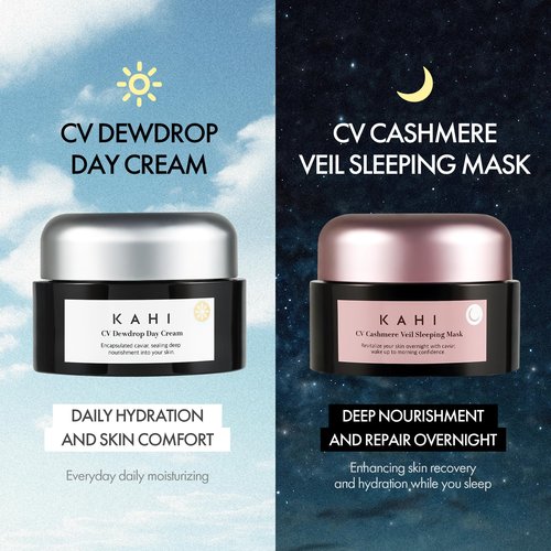 KAHI CV Cashmere Veil Sleeping Mask - Age-Defying Overnight Face Mask with Prestige Beluga Caviar Oil - Tightening & Smoothing Luxury Korean Skincare 1.69 fl oz
