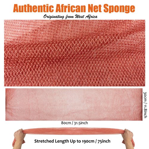 Unifab African Net Sponge Real African Exfoliating Net Bath Sponge Wash Cloth Exfoliating Washcloth African Net Cloth Body Scrubber for Shower Pink and Black