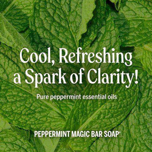 Dr. Bronner's Pure-Castile Soap Bars - Peppermint, 5oz, 2-Pack | Gentle Vegan Cleanser for Face & Body