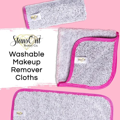 StansOut Makeup Towels - 3 Pack Reusable Microfiber Makeup Remover Cloths - Soft 12x12 in Gray Towels for Gentle Cleansing