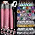 FANDAMEI Nail Art Tools, Acrylic Nail Brush, Nail Stand, Nail Gems And Rhinestones, Nail Holder For Painting Nails, 15 PCS Nail Art Brushes, Nail Dotting Tool, Nail Tools, Nail Design Tools