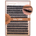 Geeneiya 12MM Volume Lash Clusters D Curl Cluster Eyelash Extensions Thick Cluster Lashes Only 12MM 80D+100D DIY Lash Extension Waterproof