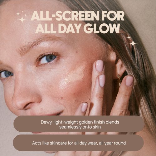 SPOOGE Dew Me Mineral All-Screen - Tinted SPF 30 Face Sunscreen with Hyaluronic Acid + Niacinamide for Golden Glow Dewy Finish - Dermatologist Developed, Makeup Primer Complexion Perfector - (1.7 Oz)