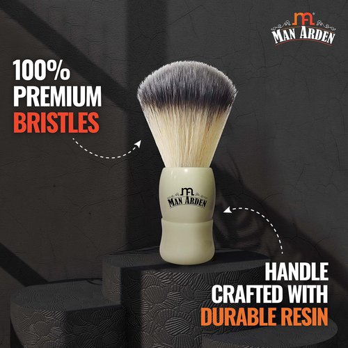 Man Arden Royal White Premium Shaving Brush With Ultra Soft & Absorbent Bristles & Long Handle | Cruelty Free | For A Smooth Shave